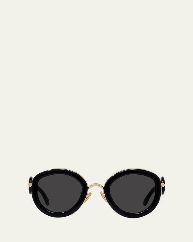 Golden Anagram Acetate Round Sunglasses