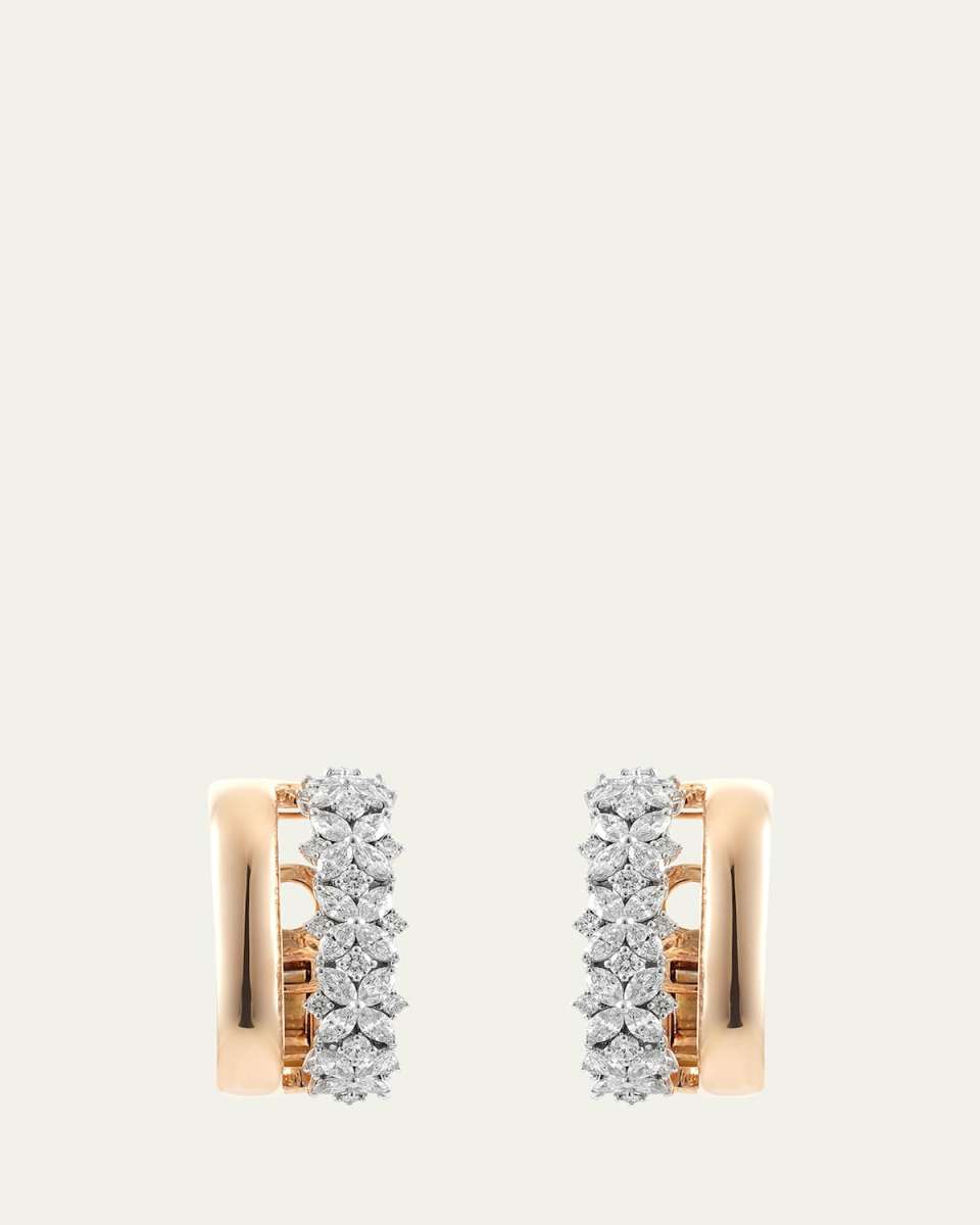 18K Gold Diamond Hoop Earrings