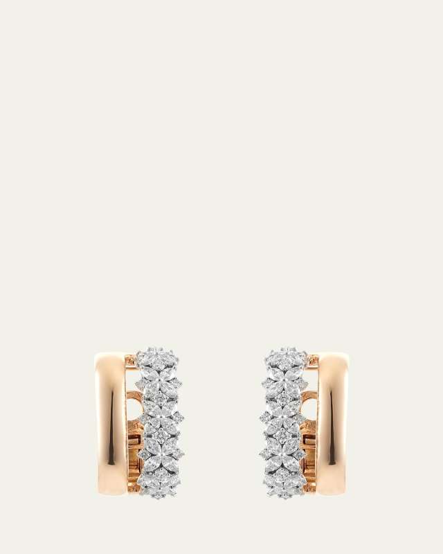 18K Gold Diamond Hoop Earrings