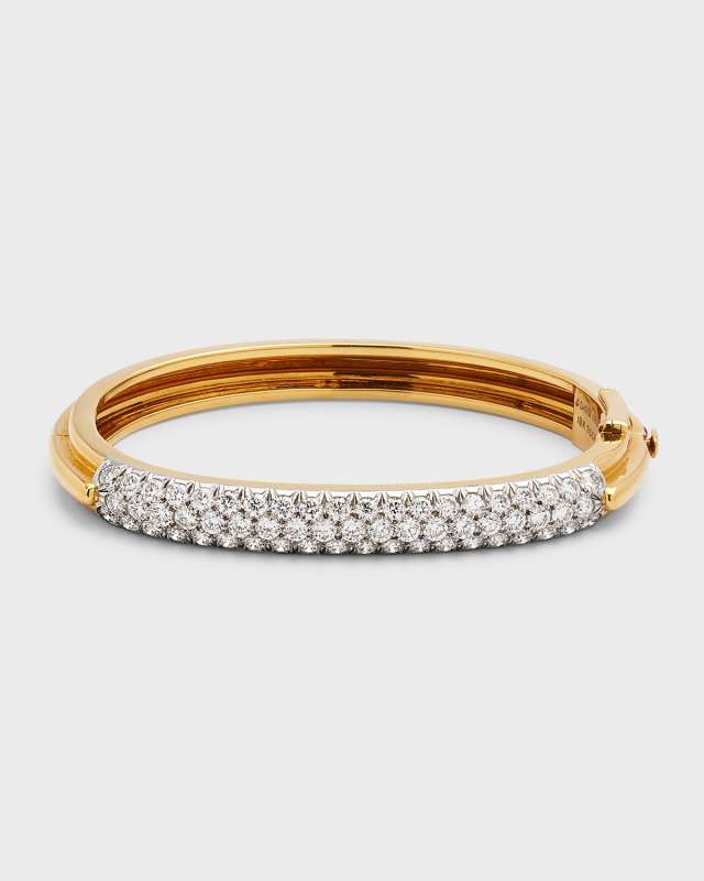 Polished 18k Gold & Platinum Bangle with Diamonds - 3.72 ct.