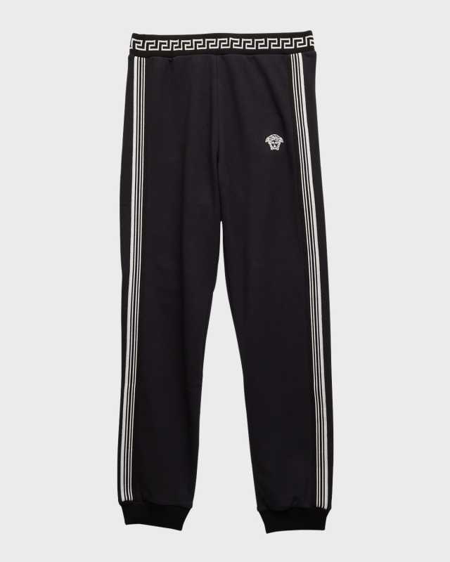 Boy's Greca Trim Striped Joggers, Size 8-14