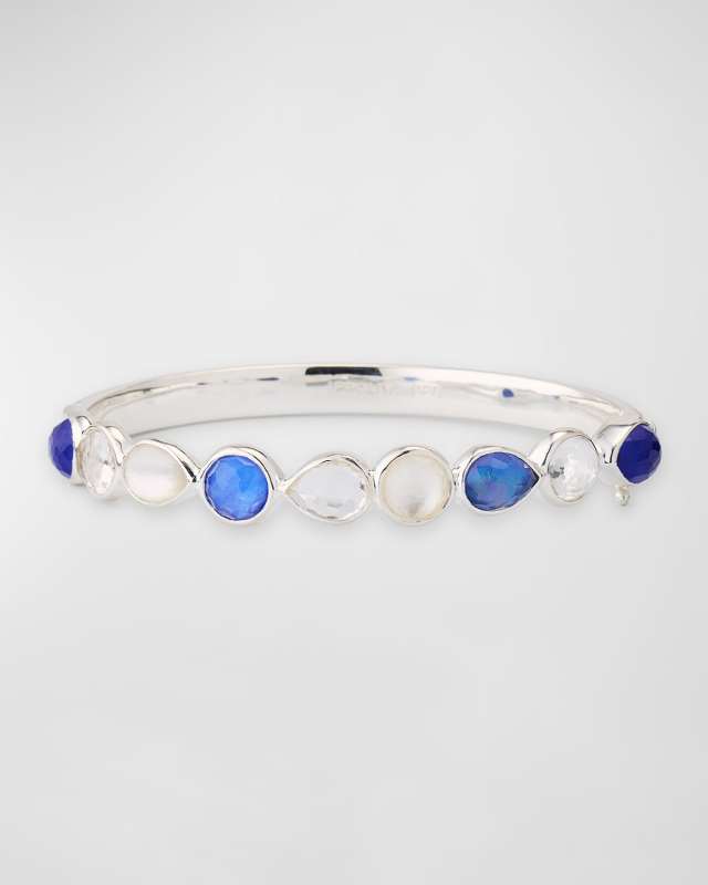 Sterling Silver Multi-Stone Hinged Bangle Bracelet