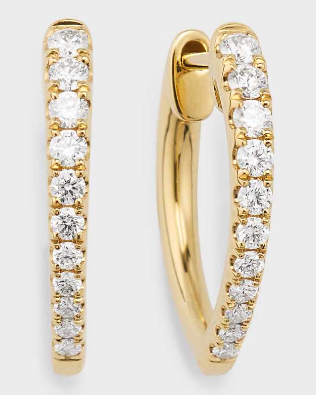 18K Yellow Gold Diamond Imperial Hoop Earrings