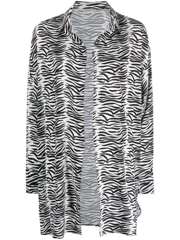zebra-print open-front shirt