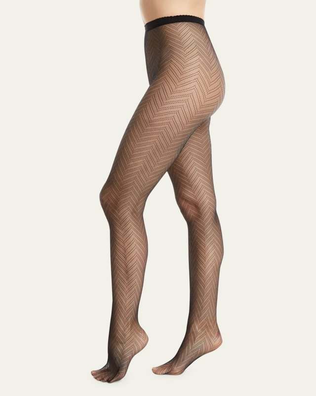 Sheer Fine-Gauge Herringbone Tights
