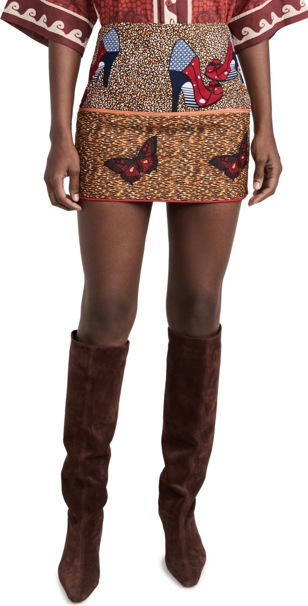 Lisa Folawiyo Zip Paneled Ankara Miniskirt Multi