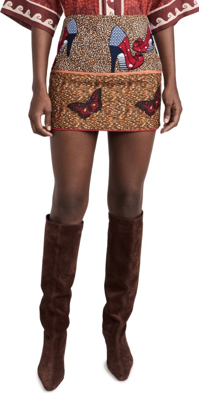 Lisa Folawiyo Zip Paneled Ankara Miniskirt Multi