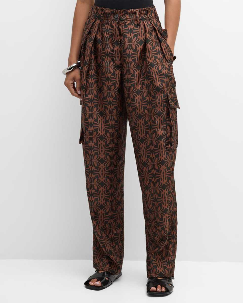 Polkar Geo Silk Straight-Leg Pants