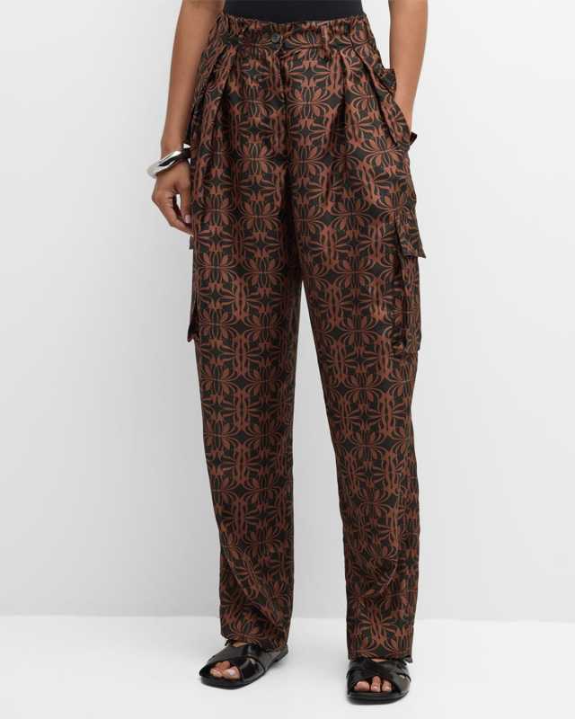 Polkar Geo Silk Straight-Leg Pants