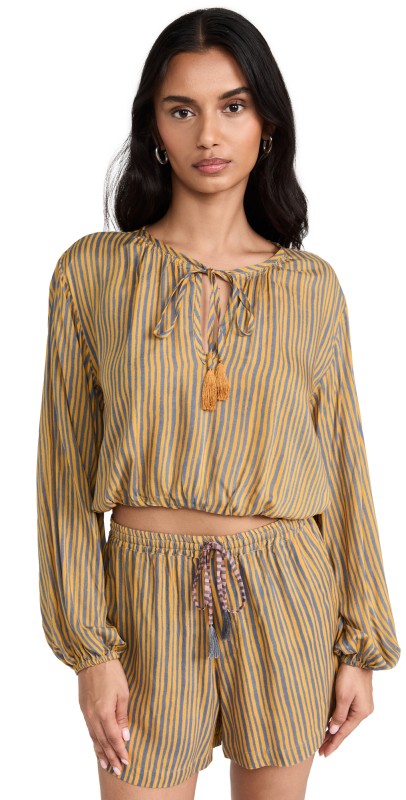 Natalieartin Collection Amelia Top Painted Stripe Dandelion