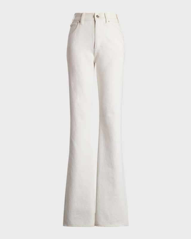Kaida Mid-Rise White Denim Bootcut Jeans