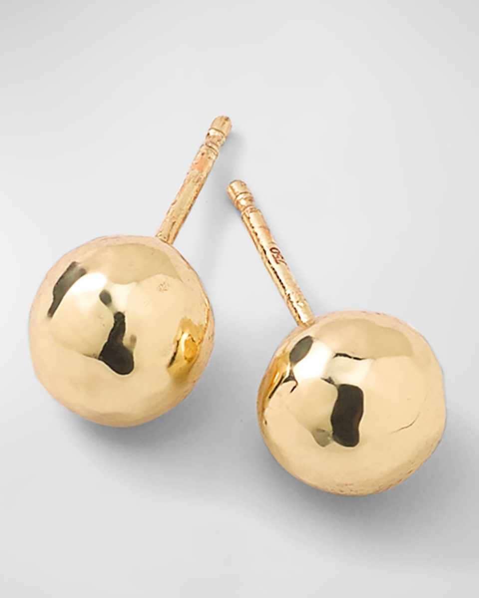 Small Hammered Ball Stud Earrings in 18K Gold