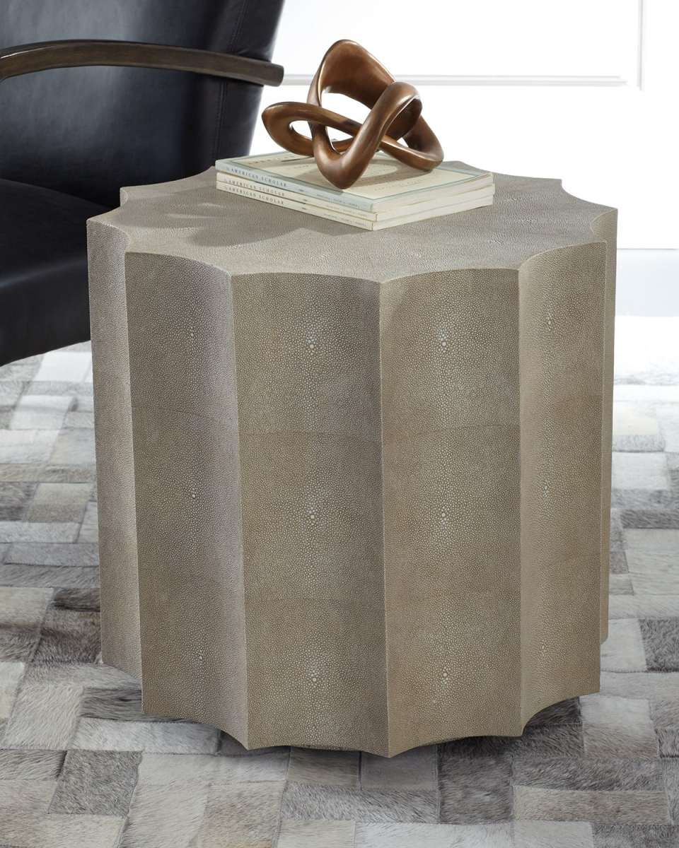 Marilyn Faux Shagreen Scalloped Side Table