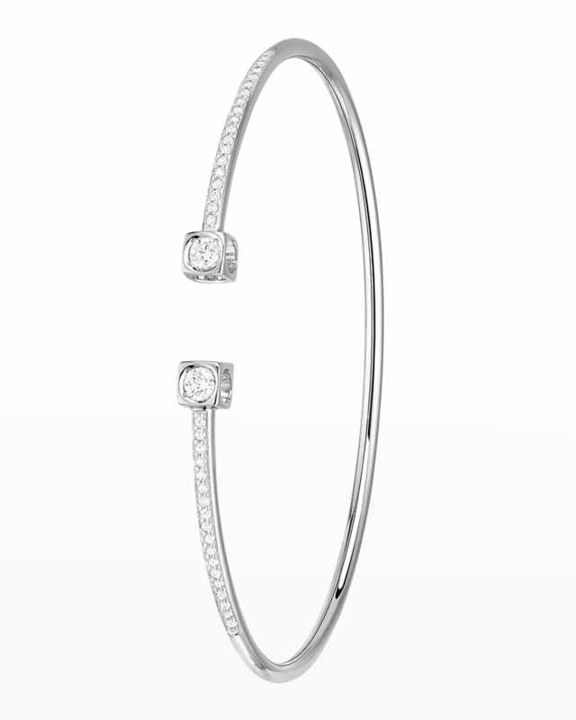 White Gold Le Cube Medium Diamond Accent Cuff Bracelet