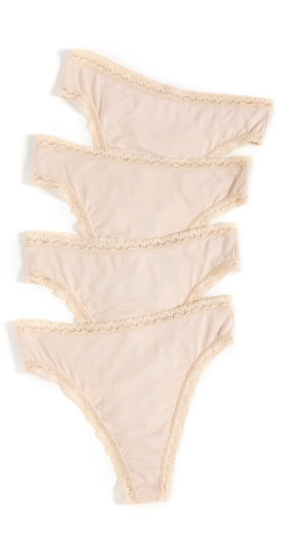 Stripe & Stare High Waisted Thong Four Pack Sand