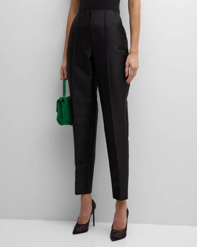 Pleated Wool-Blend Cigarette Trousers