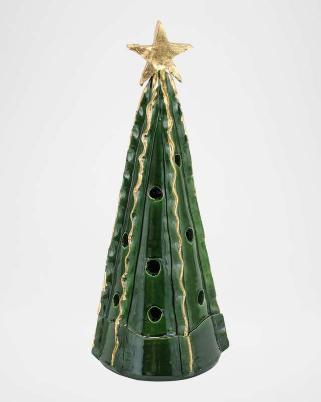 Foresta Large Tree with Ribbon & Gold Star Christmas Decor