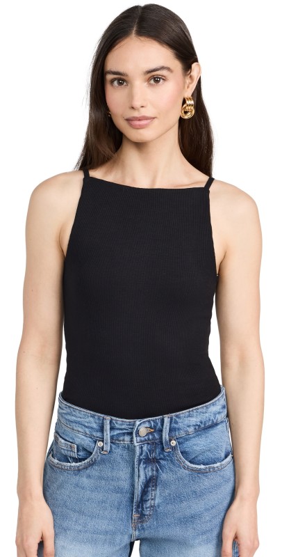 LNA Elisha Ribbed Tank Black