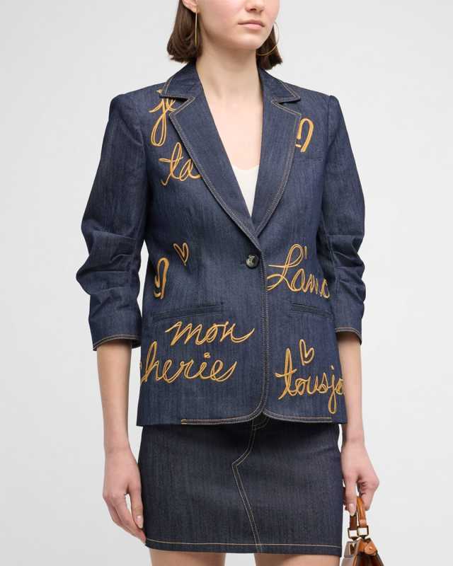 Khloe L'amour Embroidered Denim Blazer