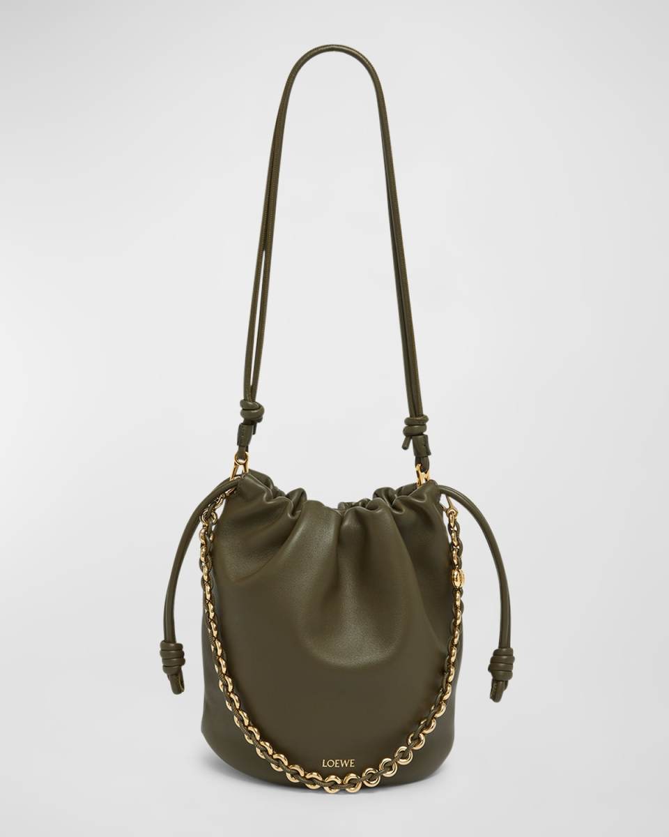 x Paula's Ibiza Flamenco Bucket Bag in Napa Leather with Chain