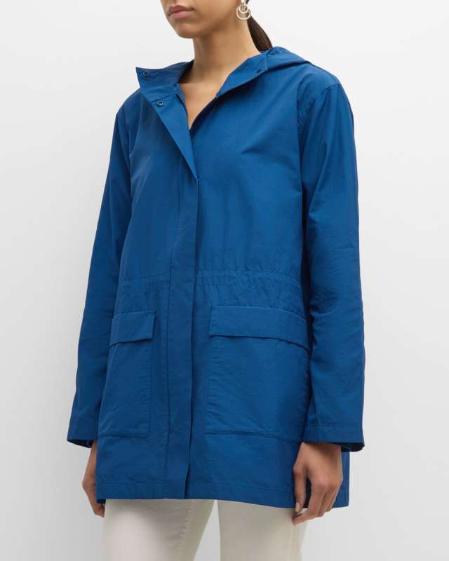 Petite Lightweight Snap-Front Hooded Anorak