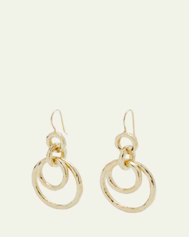 Puffy Hammered Jet Set Earrings in 18K Gold