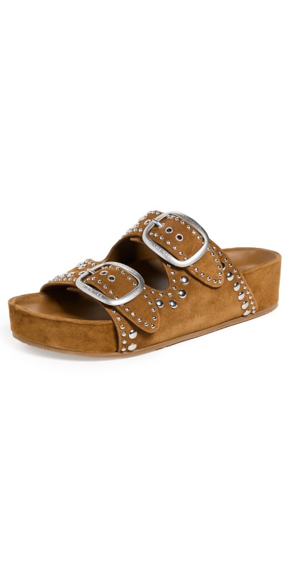 Loeffler Randall Jack Two Band Sandals With Studs Cacao/Silver
