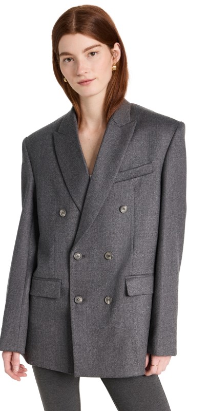 WARDROBE. NYC Double Breasted Blazer Charcoal