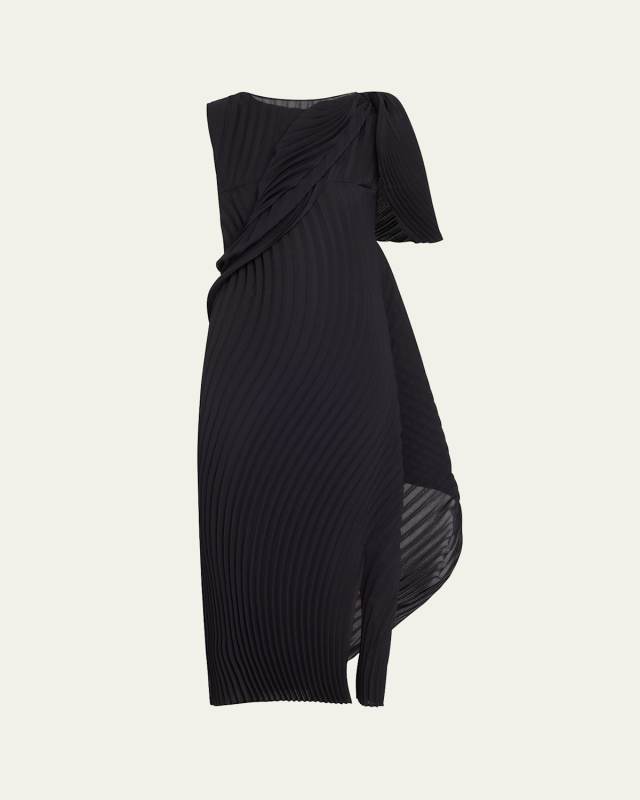 Wrapped Pleats Midi Dress