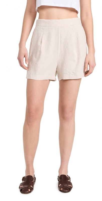 Madewell Flat Front Linen Shorts Natural Undyed