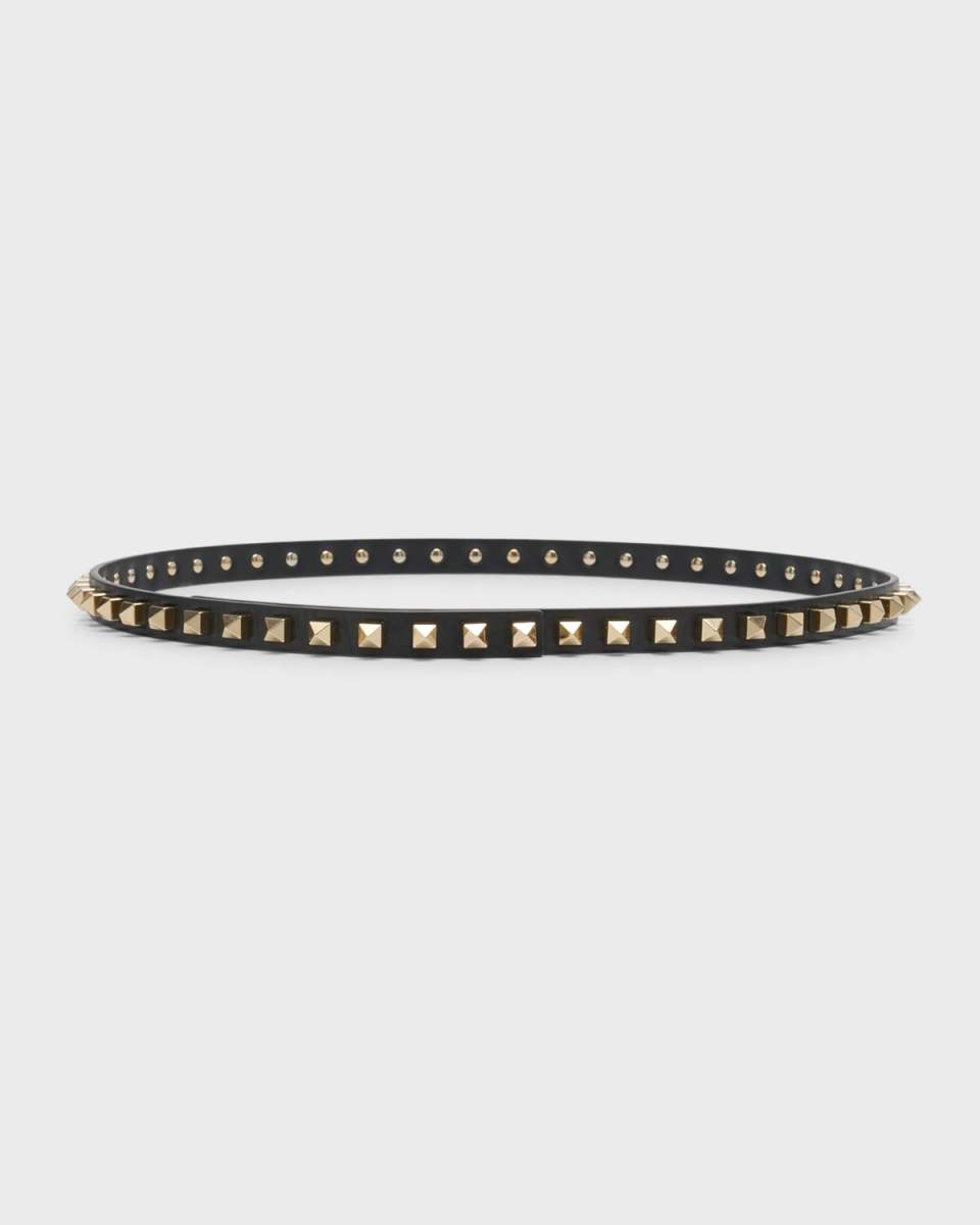 Rocketed Leather Skinny Belt