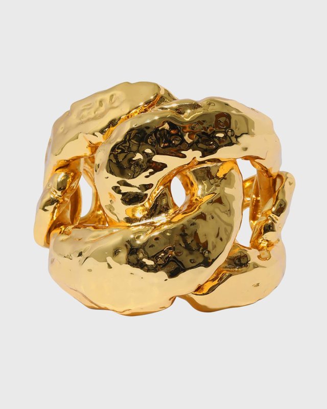 Brut Gold Large Curb Link Cuff Bracelet