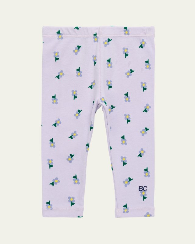 Girl's Pansy Floral-Print Leggings, Size 3M-24