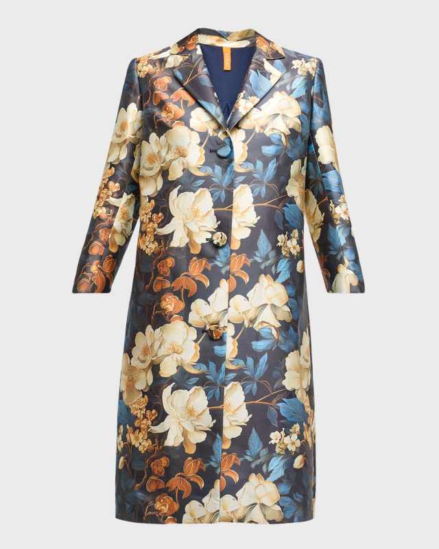 Crombie Floral Watteau-Back Coat