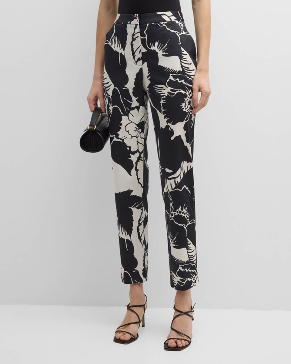 Cote d'Azur Cropped Floral-Print Chino Pants