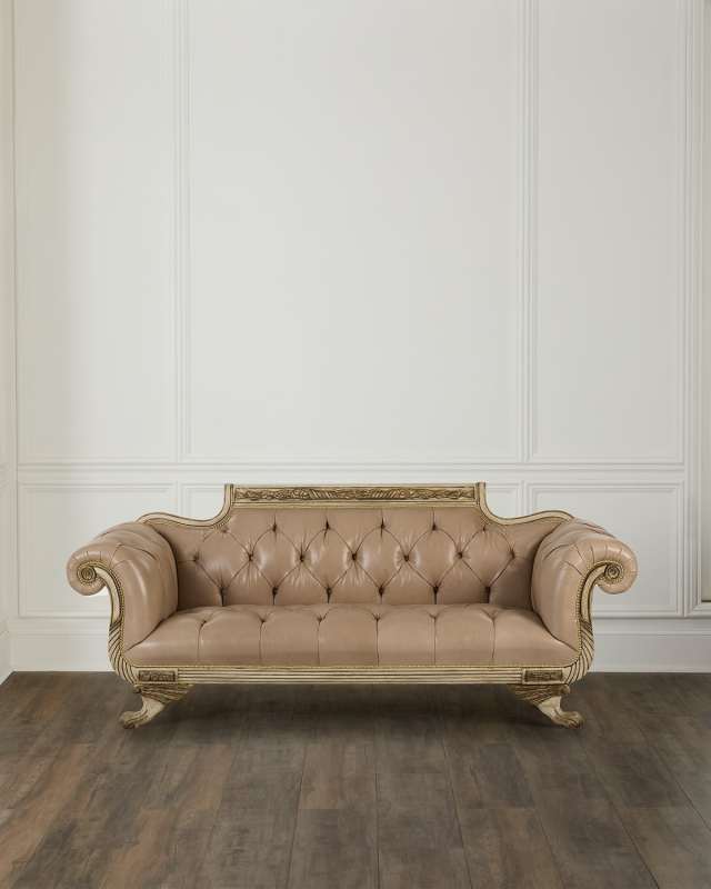 Duncan Leather Tufted Sofa 88"