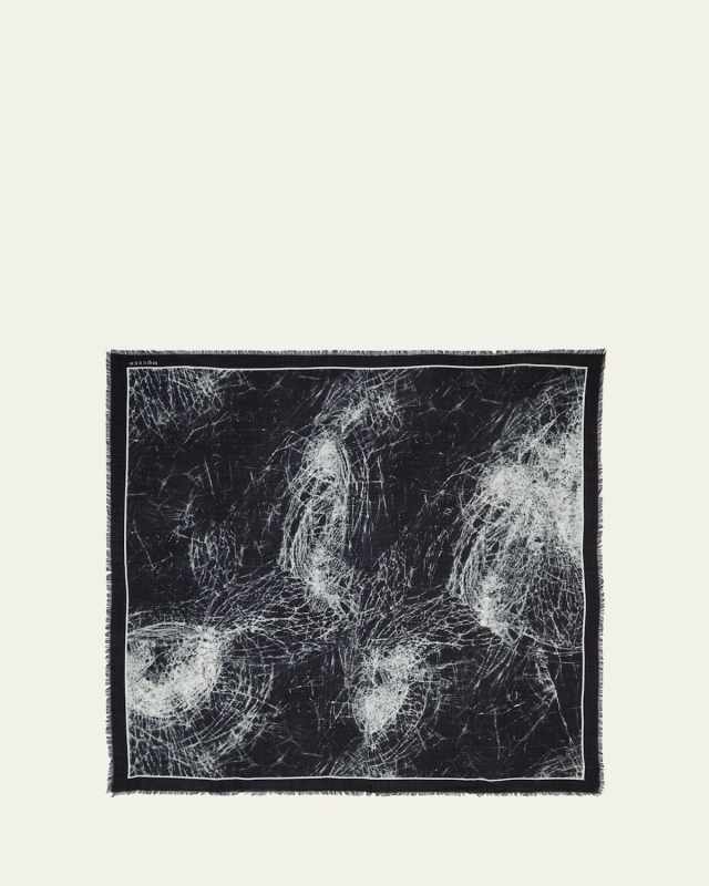 Smashed Glass-Print Silk Shawl