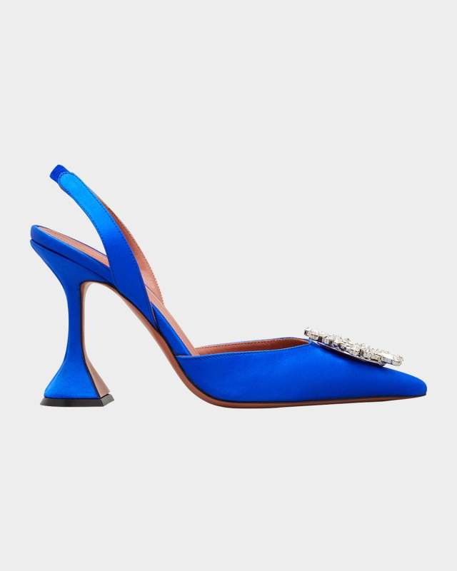 Begum Embellished Satin Slingback Pumps