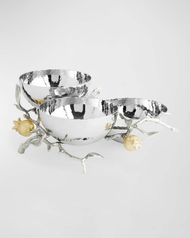 Pomegranate Silver & Gold Triple Bowl