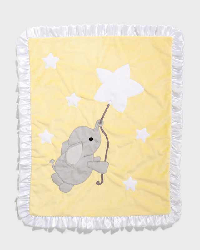 Elephant and Star Baby Blanket w/ Contrast Trim