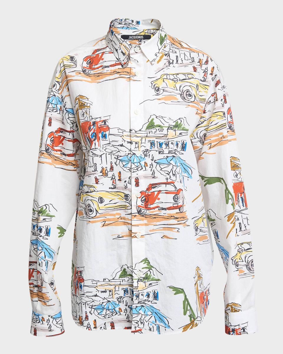Simon Printed Button Down Blouse
