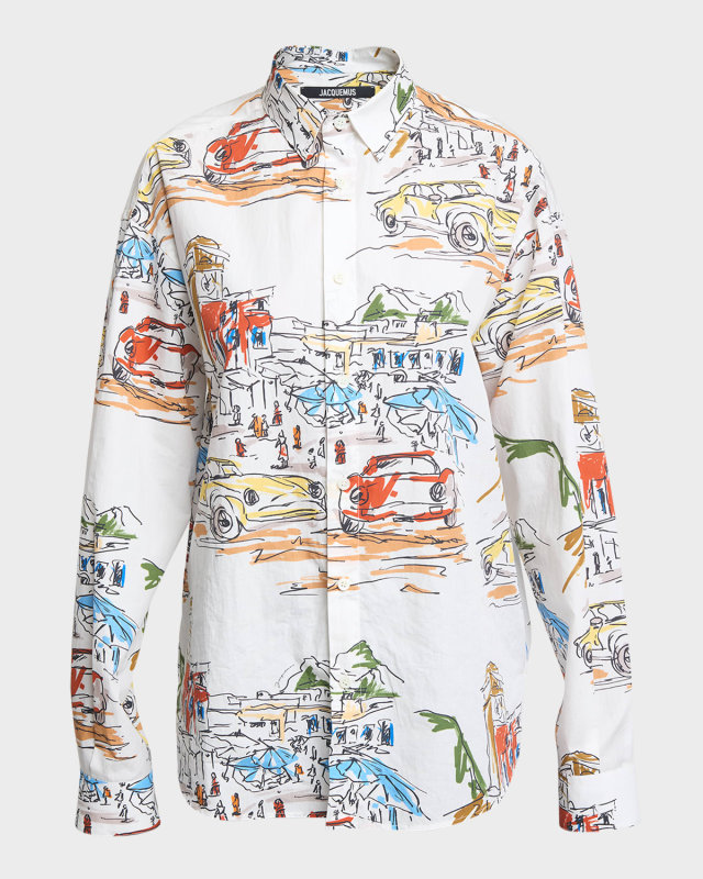 Simon Printed Button Down Blouse