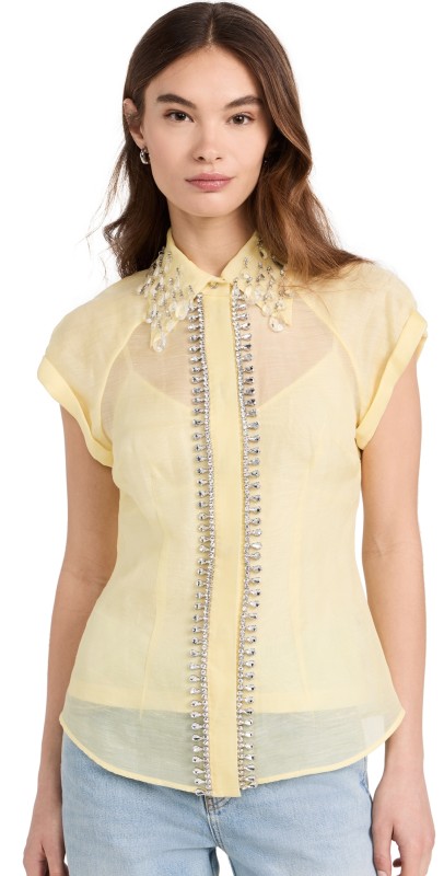Zimmermann Matchmaker Diamante Blouse Lemon