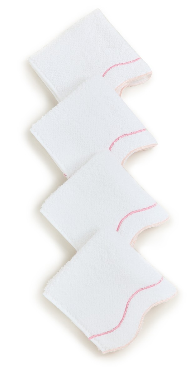 Kassatex Shopbop X Kassatex Scalloped Washcloth Set White/Pink