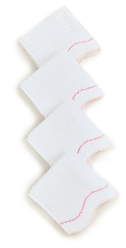 Kassatex Shopbop X Kassatex Scalloped Washcloth Set White/Pink