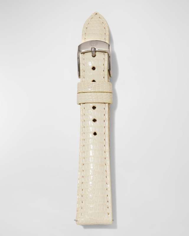 16mm Lizard-Embossed Watch Strap, Vanilla