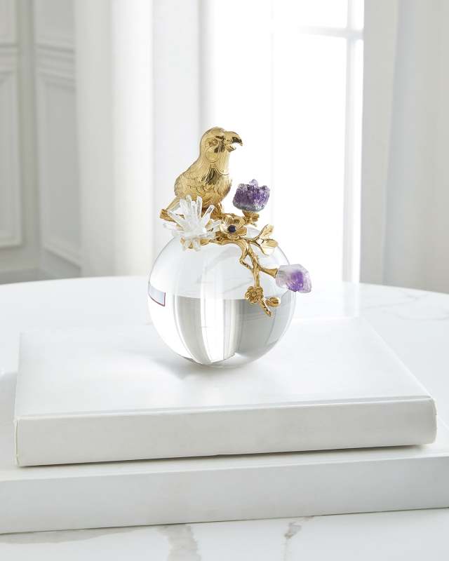 Brass Parrot and Amethyst Sculpture II