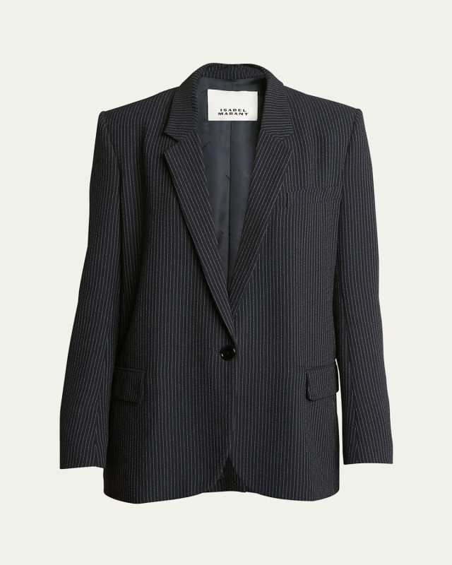 Omelia One-Button Pinstripe Blazer
