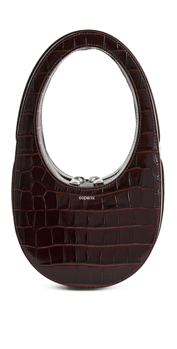 Coperni Croco Mini Crossbody Swipe Bag Brown