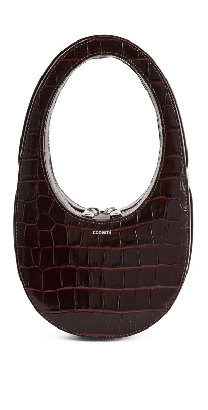 Coperni Croco Mini Crossbody Swipe Bag Brown